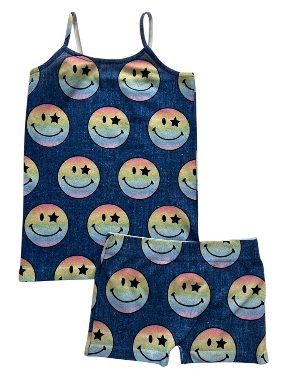 Malibu Sugar Rainbow Smiley Tank Shorts Set Size 4-6X